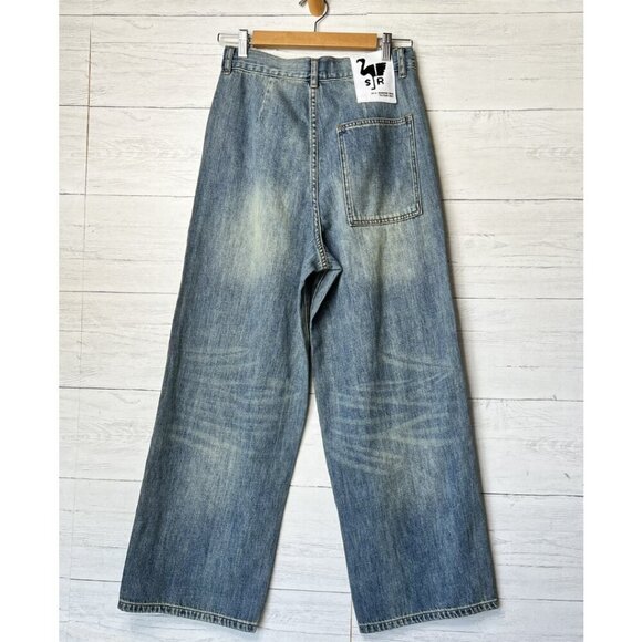 Sandrine Rose Jeans Womens Size 25 Floral Embroidered Wide Leg 100% Cotton - Picture 14 of 16